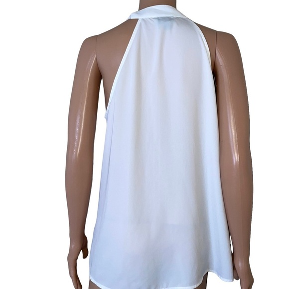 Worthington black & white halter blouse with side neck tie lightweight SZ M - Picture 8 of 9